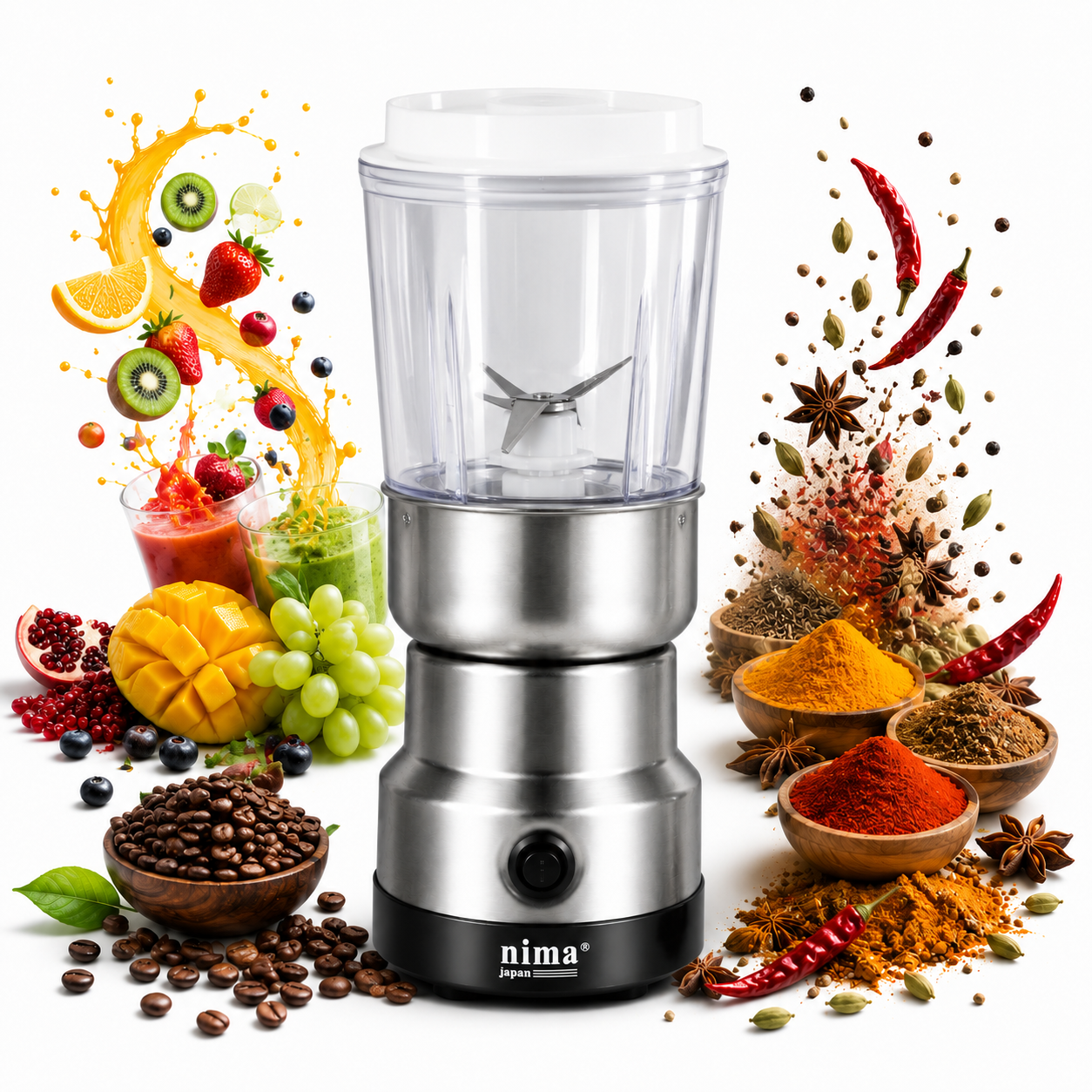 2 in 1 Grinder Stainless Steel Electric Machine Nima & Raf Electric Grinder 4 Blades