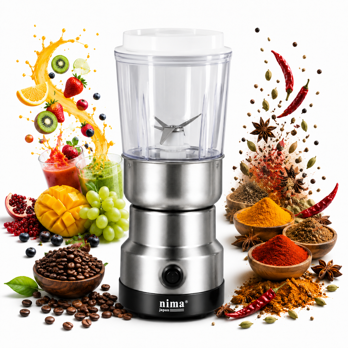 2 in 1 Grinder Stainless Steel Electric Machine Nima & Raf Electric Grinder 4 Blades