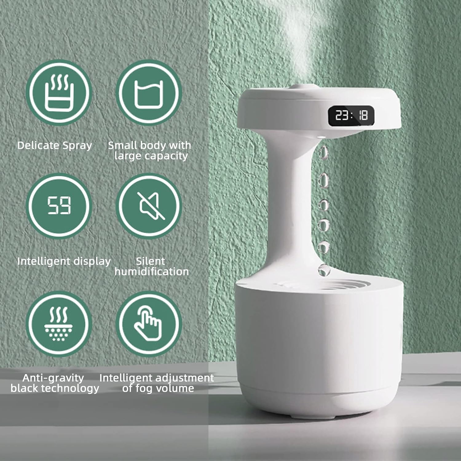 Antigravity Ultrasonic Humidifier with LED Light