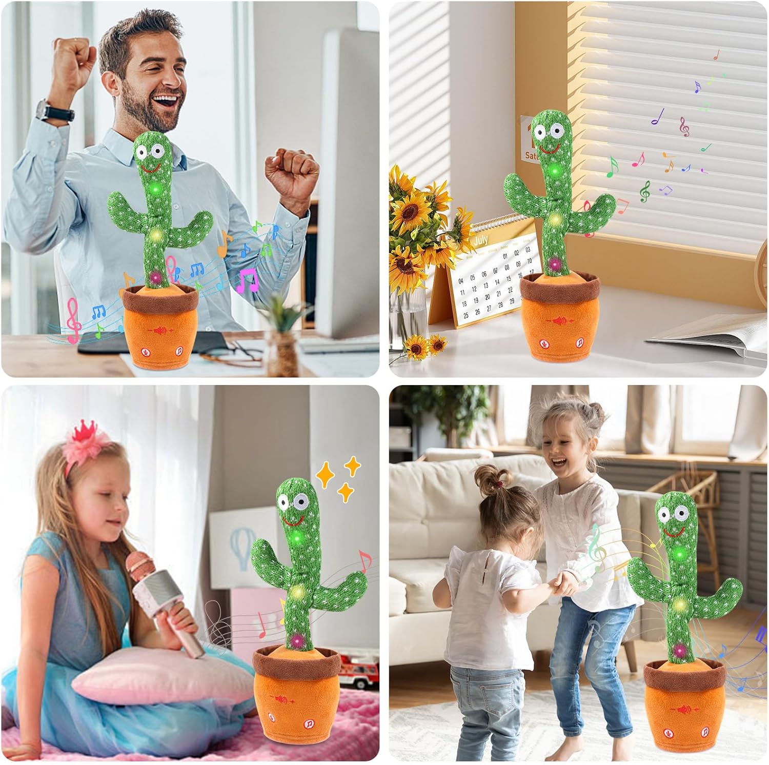 Rechargeable Talking & Dancing Cactus Toy with Music & Light