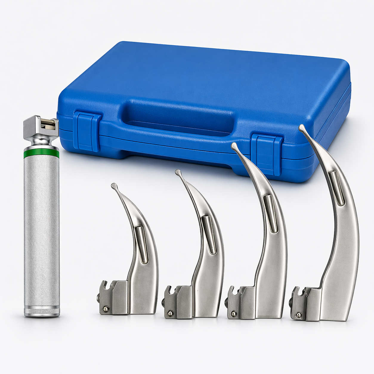 Fiber Optic Laryngoscope Set with 4 Blades (S: Adult)