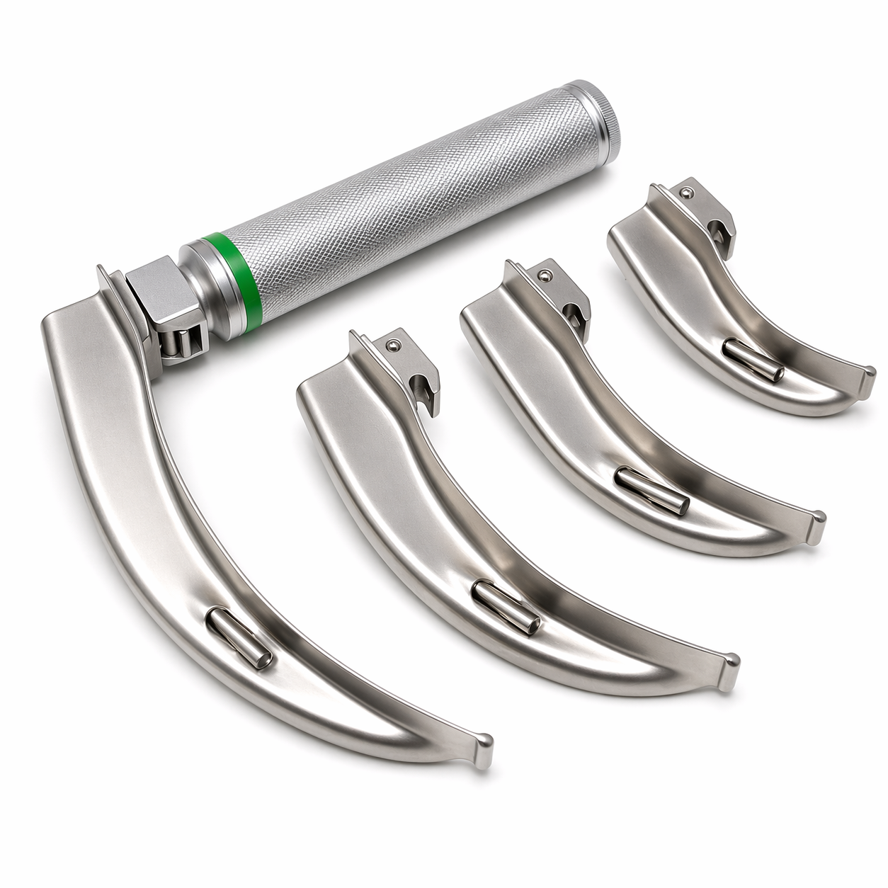 Fiber Optic Laryngoscope Set with 4 Blades (S: Adult)