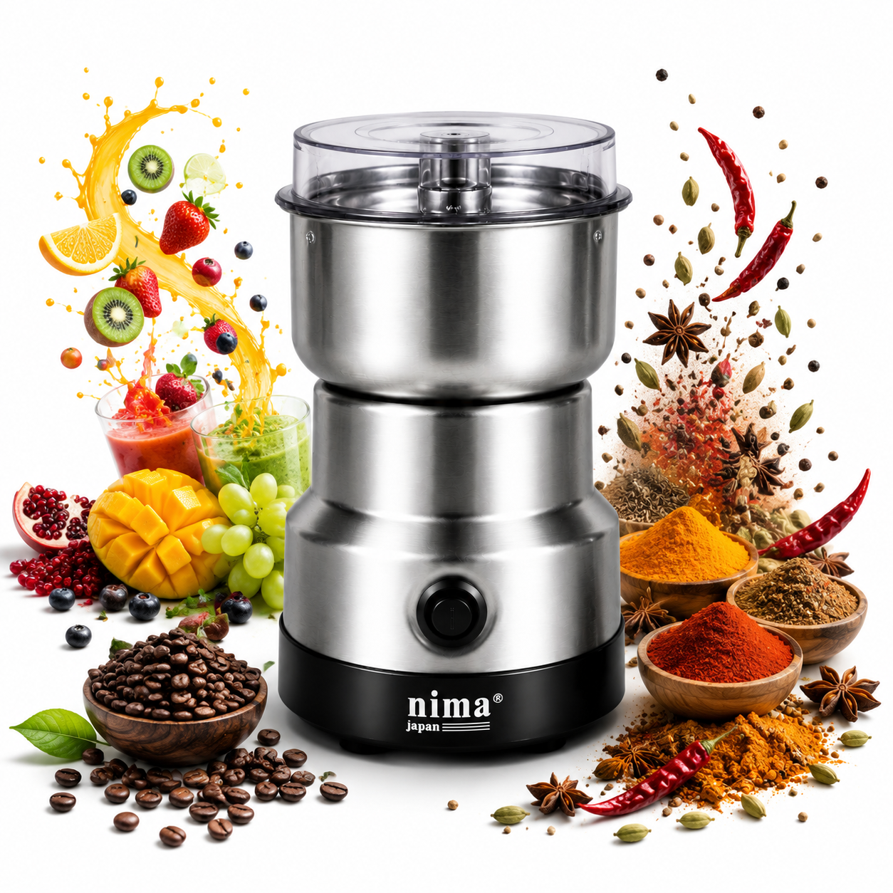 2 in 1 Grinder Stainless Steel Electric Machine Nima & Raf Electric Grinder 4 Blades
