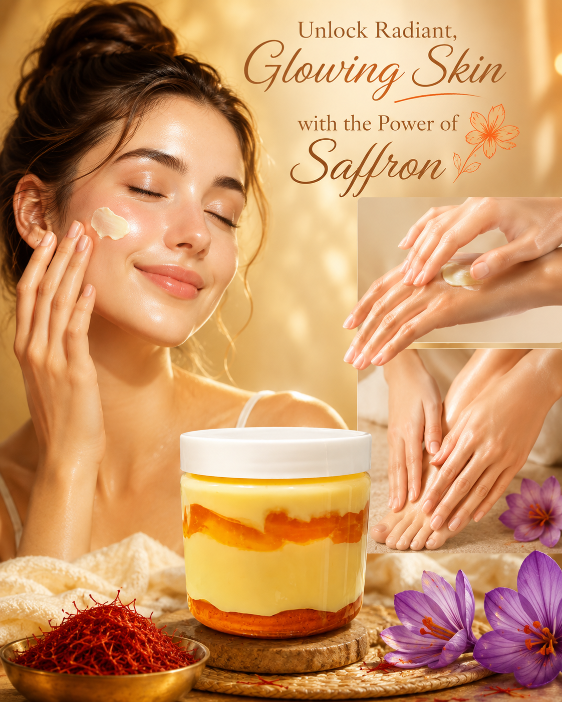 Saffron Brightening Cream for Face, Hands & Feet – Glowing Skin Formula