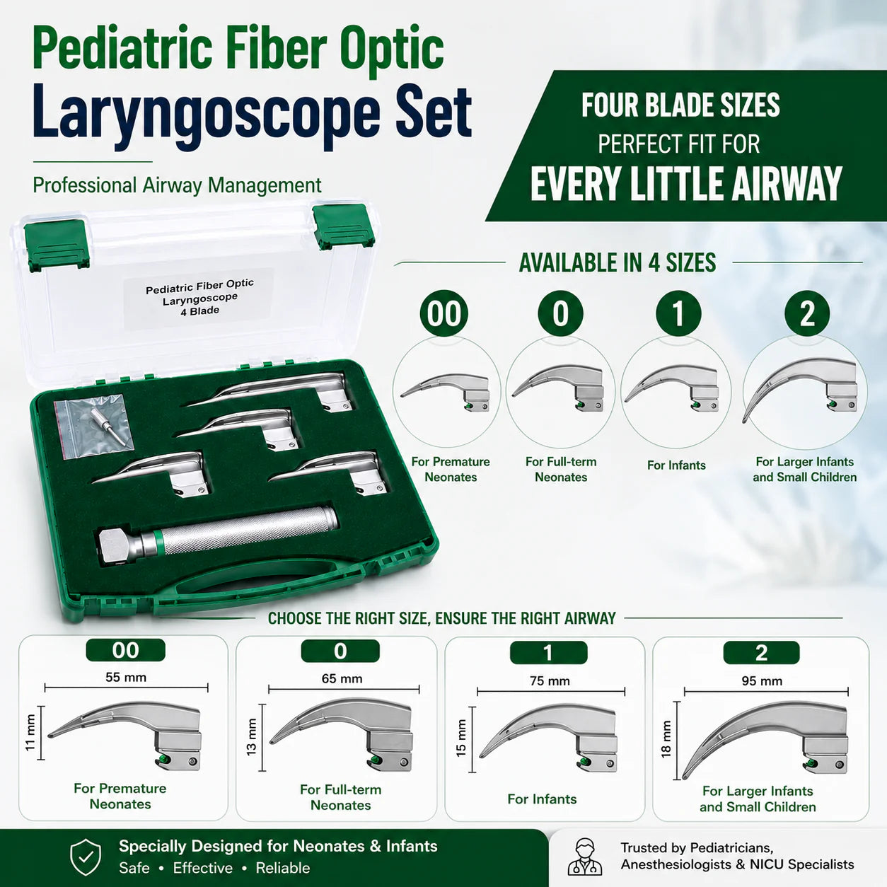 Baby Fiber Optic Laryngoscope - 4 Blade